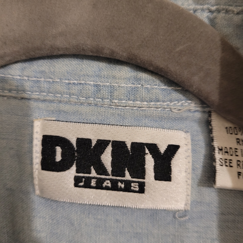 DKNY Womens Denim Blue Casual Button Down Shirt - Picture 3 of 4